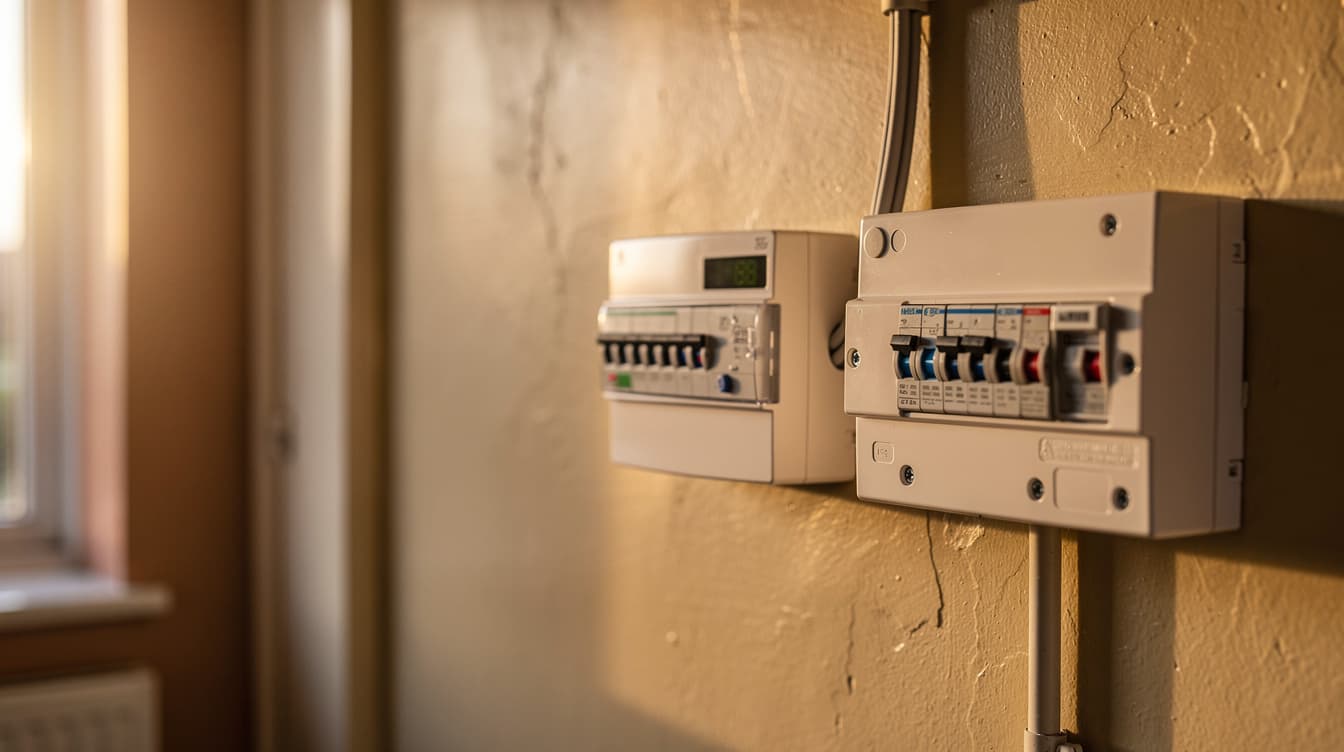 Smart electricity meter and fuse board inside an Irish home