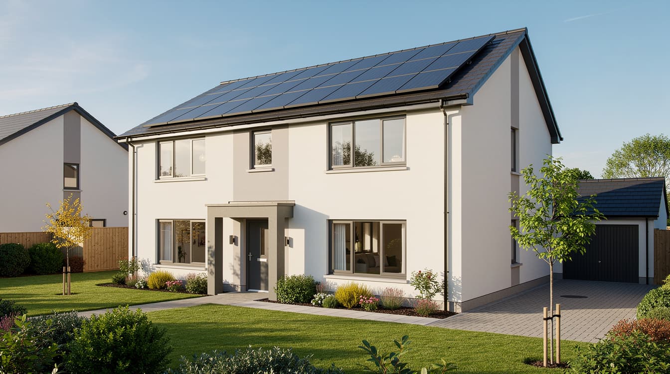 Modern Irish detached A-rated new build with solar panels and high thermal efficiency