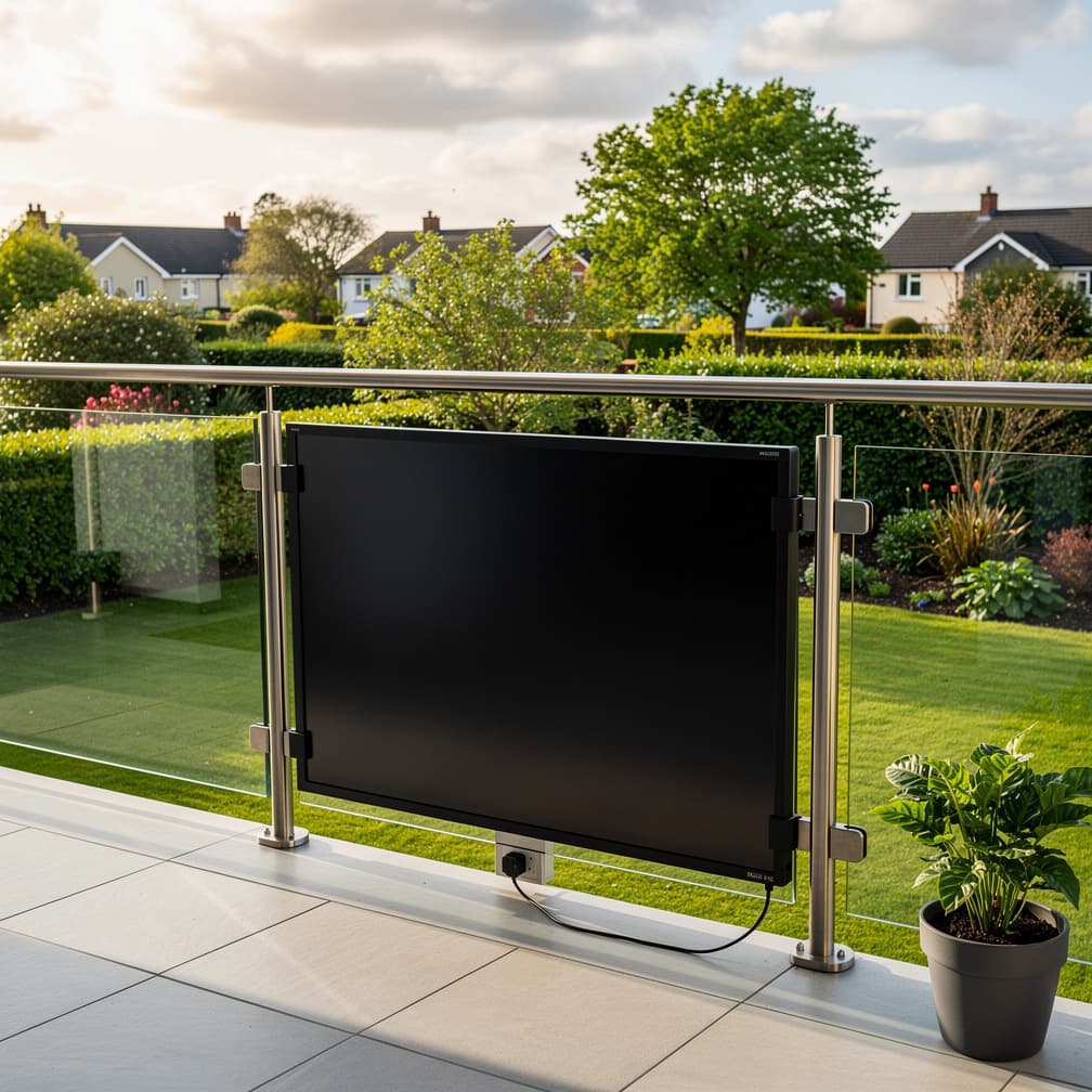 Plug-in solar panel mounted on a balcony railing in Ireland