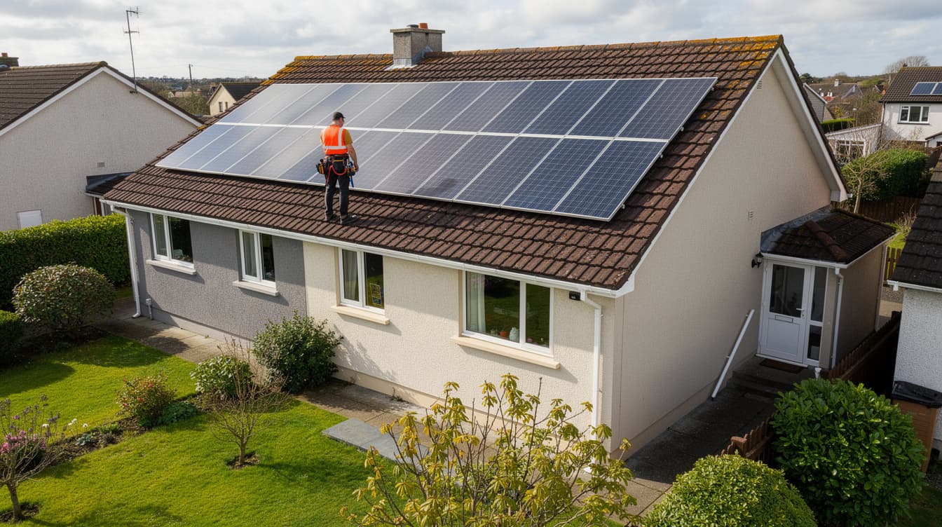 SEAI-registered solar installer on Irish rooftop conducting a site survey