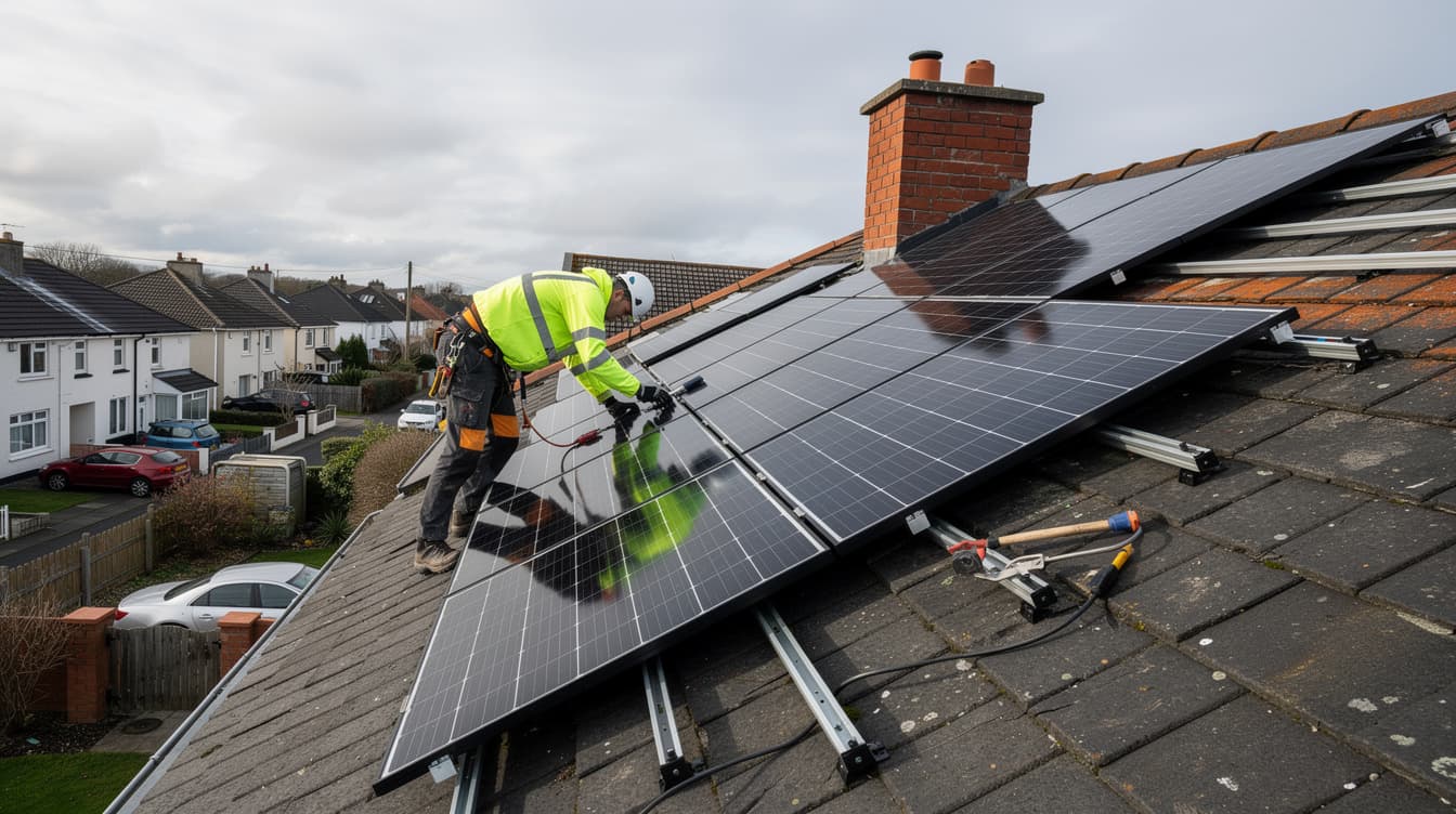 SEAI-registered installer fitting solar panels on a suburban Irish home