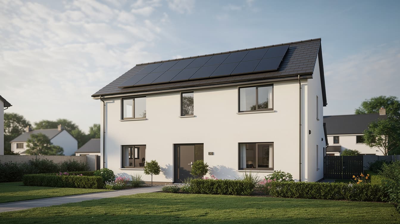 Modern Irish family home with rooftop solar panels funded via the SEAI Home Energy Upgrade Loan