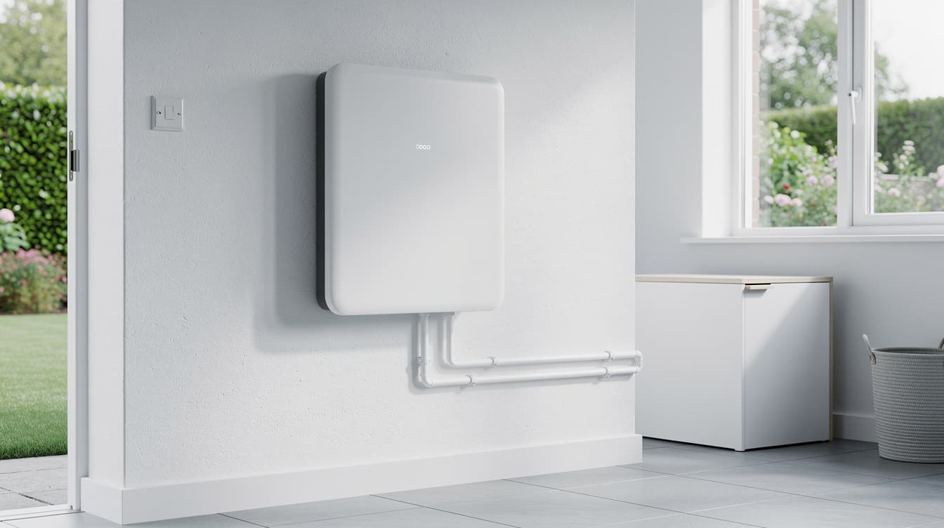 Wall-mounted home solar battery unit in an Irish utility room