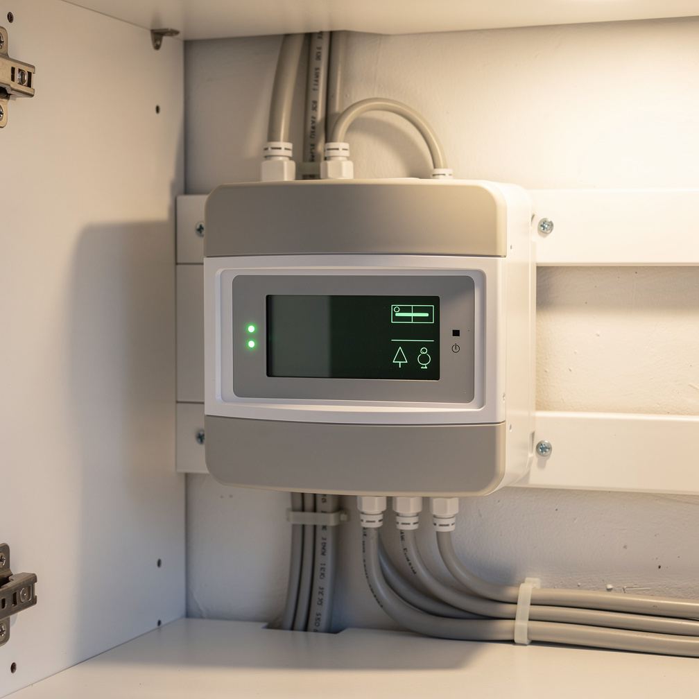 Close-up of electricity meter showing solar generation savings
