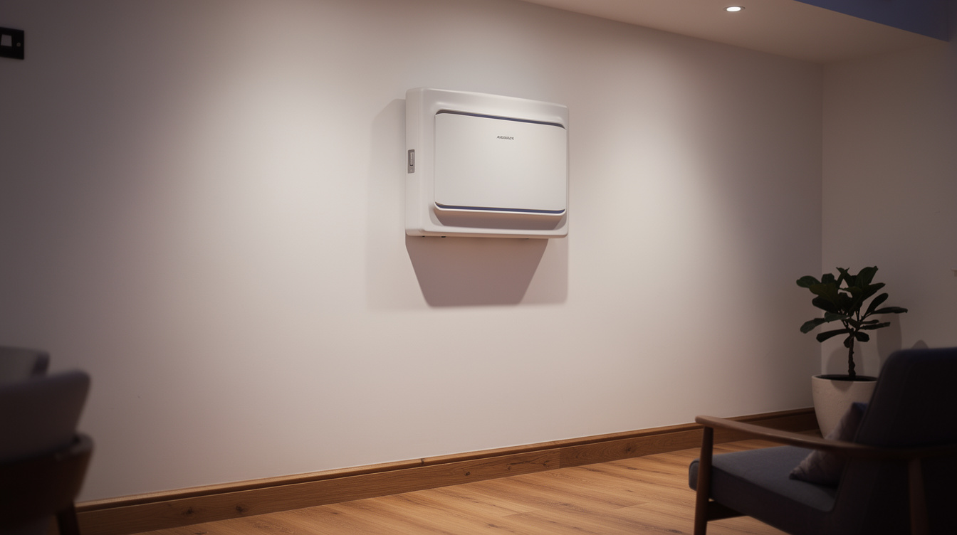 Home battery storage unit wall-mounted in Irish house