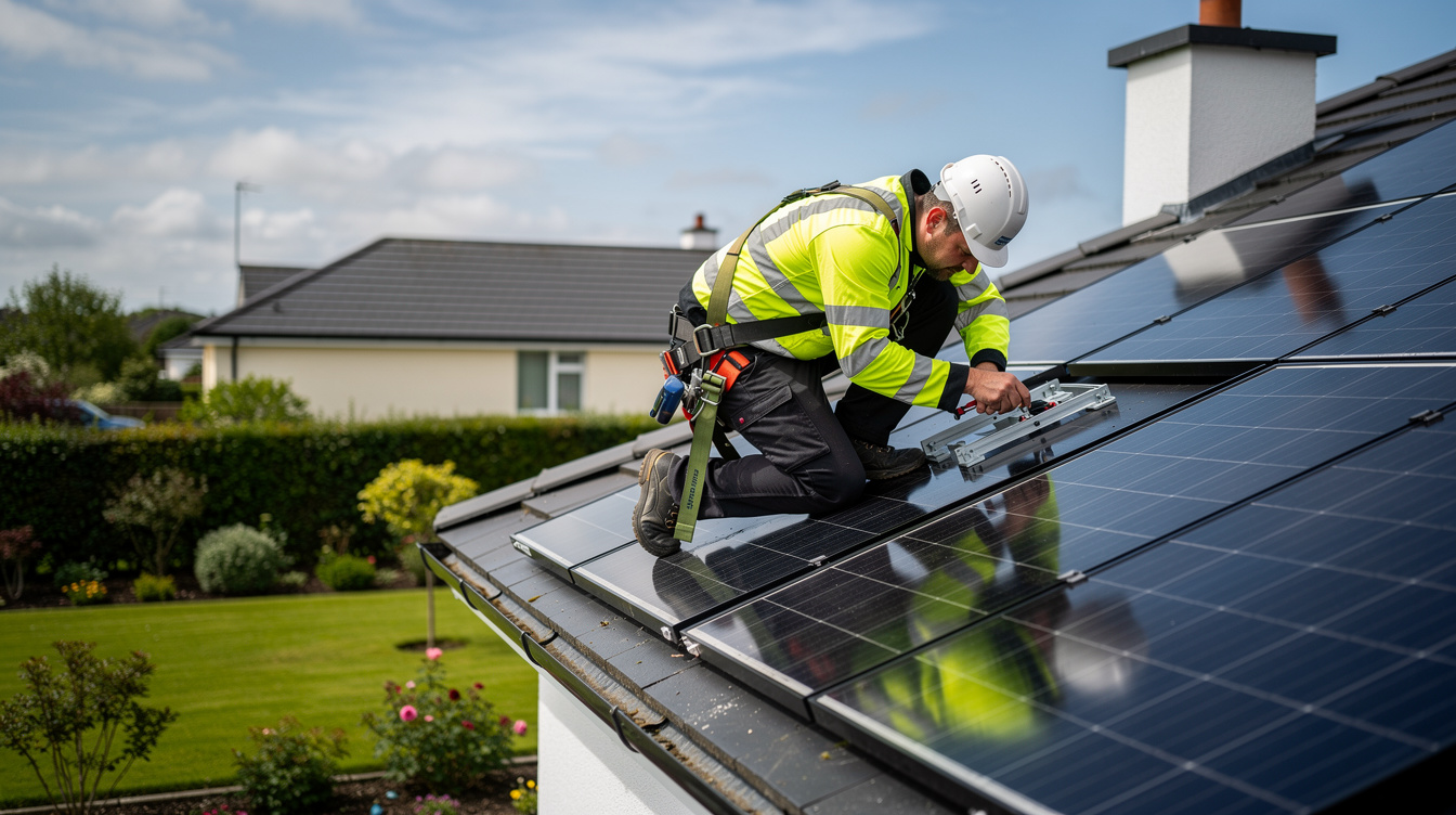 SEAI-registered solar installer working on Cork house rooftop