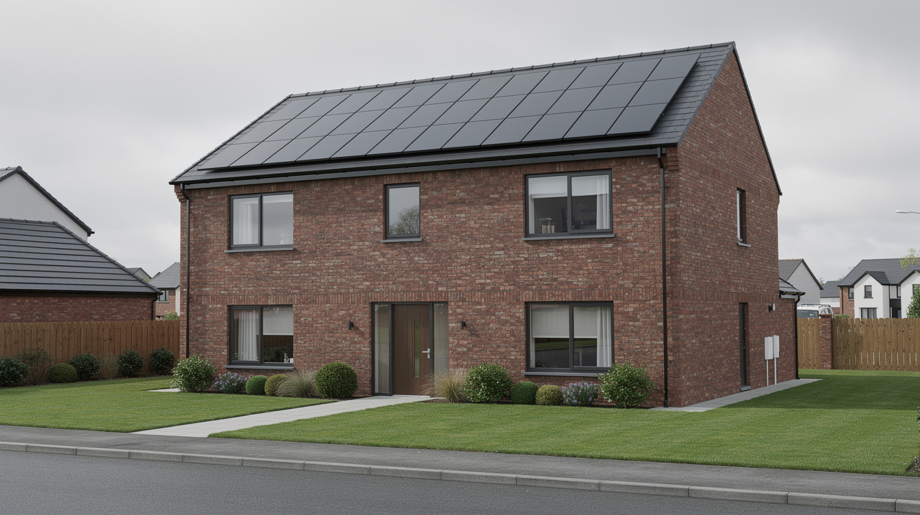 Modern detached Maynooth red brick four bed home with rooftop solar panels