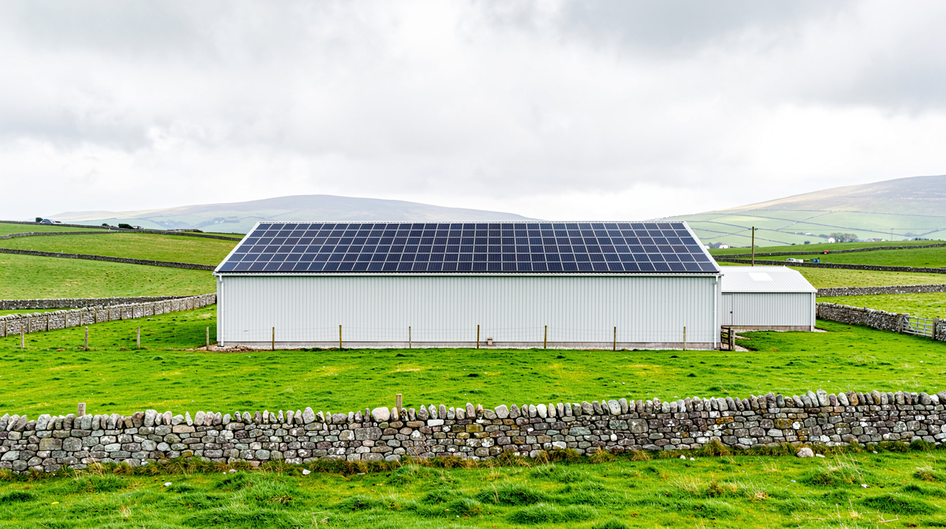 East Mayo dairy farm shed with full roof of solar panels