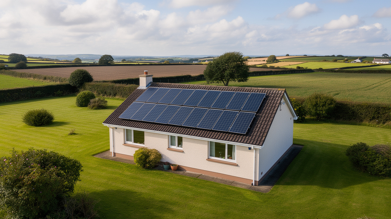 Irish bungalow with solar panels feeding immersion diverter for hot water