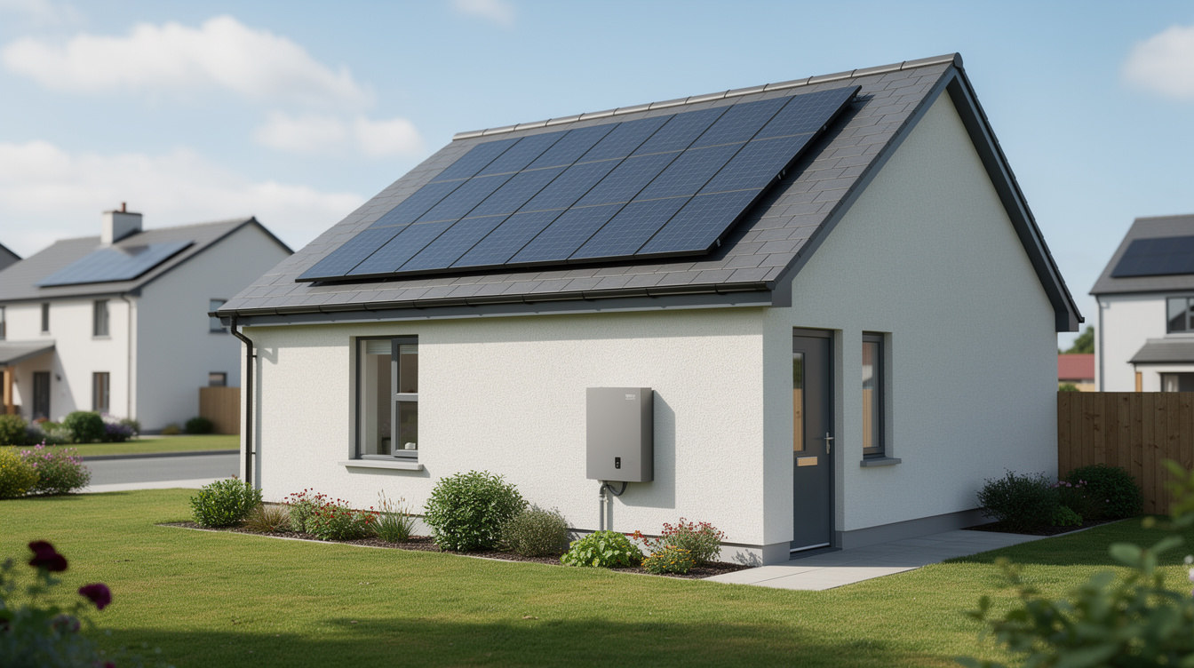 New-build Wexford home with rooftop solar and wall-mounted battery cabinet, 2026