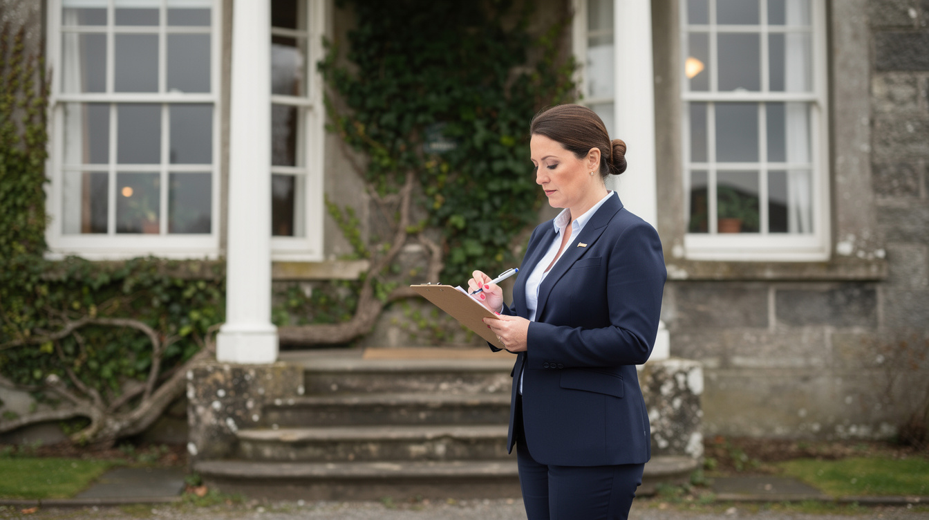 Irish council planning officer inspecting a period house exterior