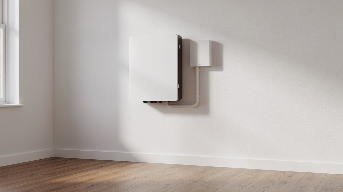 Wall-mounted home solar battery and inverter in an Irish utility room