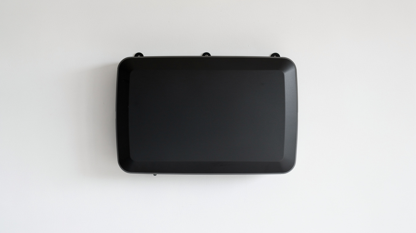 Hybrid solar inverter mounted on a plain interior wall in an Irish home