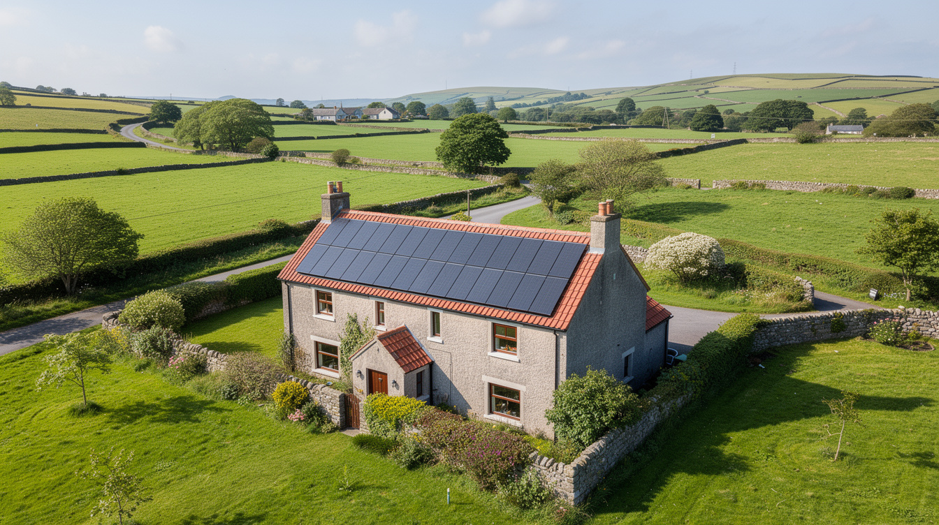Rooftop solar panels feeding an Irish home in bright summer sunshine