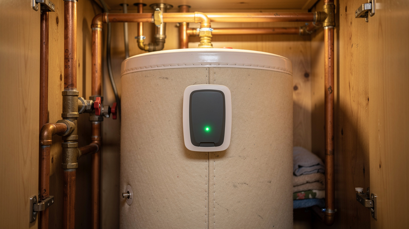 Solar immersion diverter installed on hot water cylinder