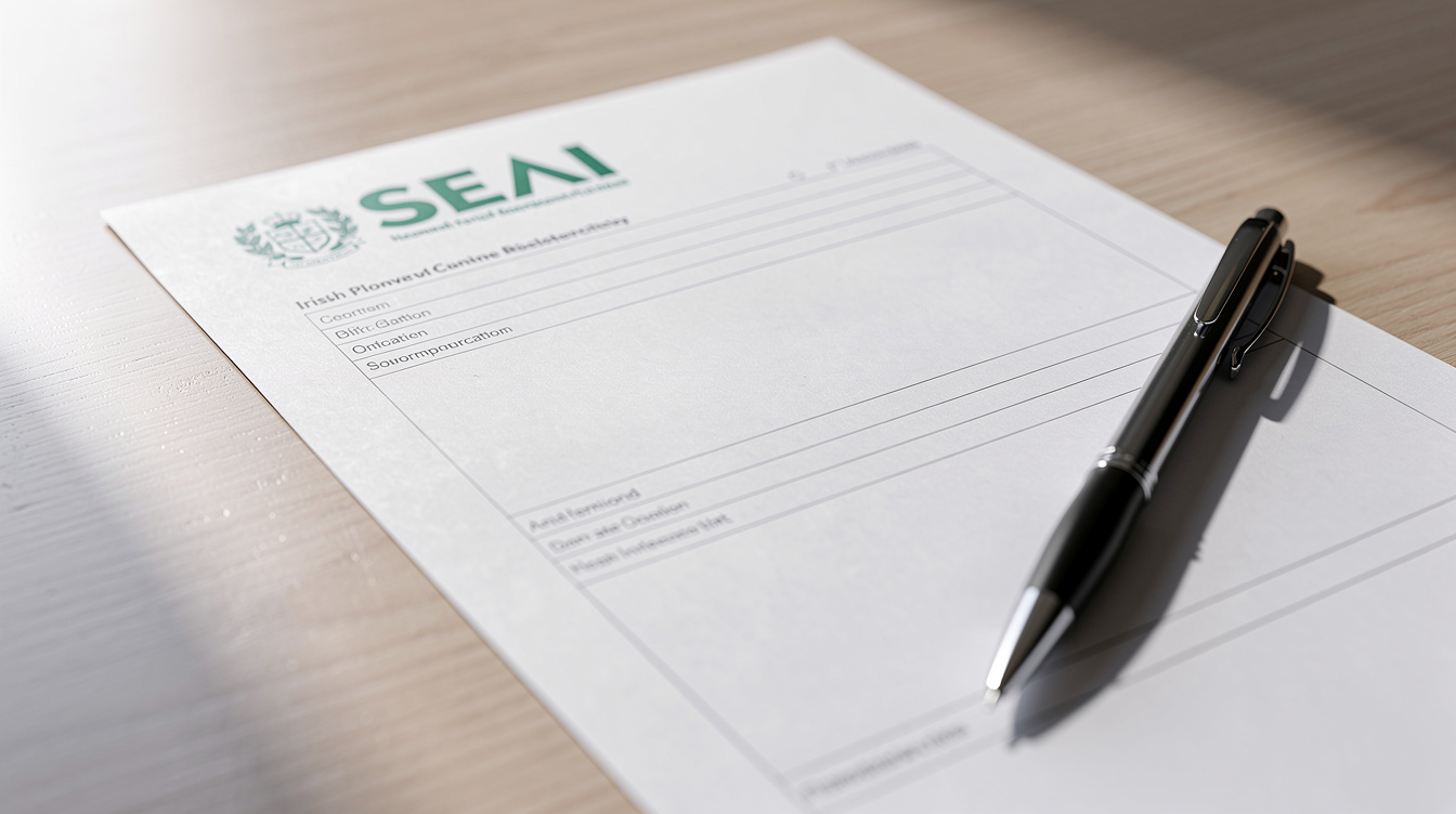 SEAI grant application document on desk