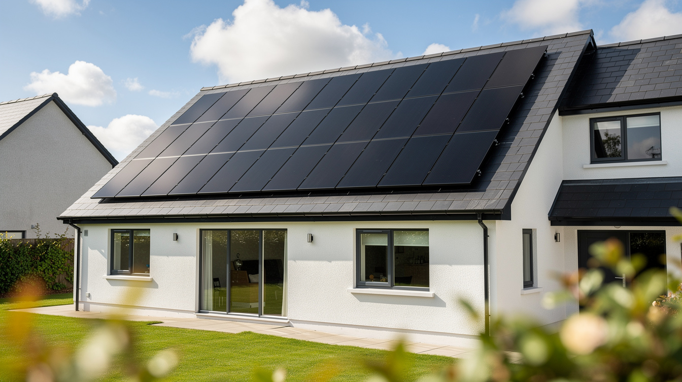 Completed solar panel installation on Irish house