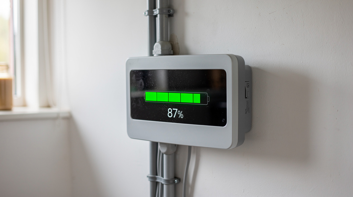 Battery charge display showing 87% on inverter screen