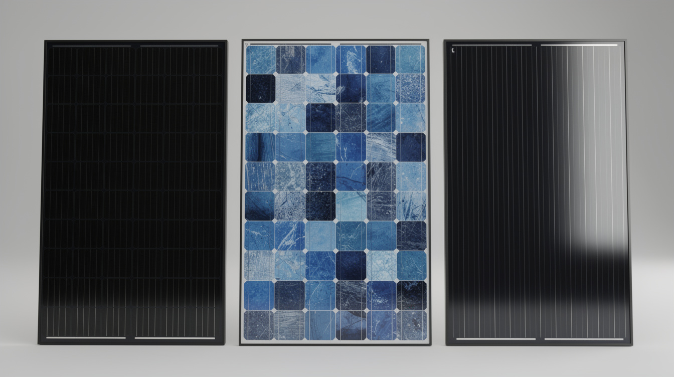 Close-up of modern monocrystalline solar panels