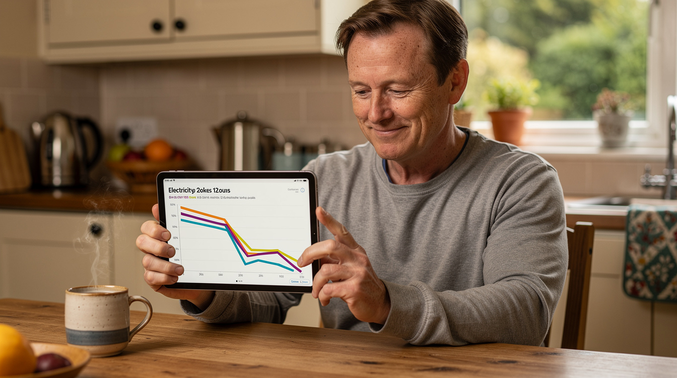 Homeowner checking electricity bill showing dramatic savings after solar